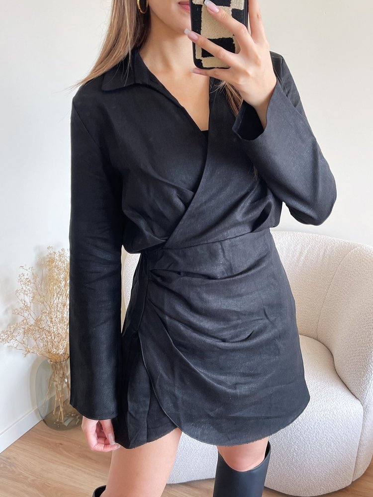 Chenoa Linen Dress / Black