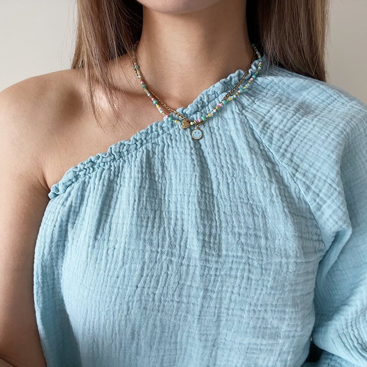 Rainbow Mixed Beads Heart Necklace