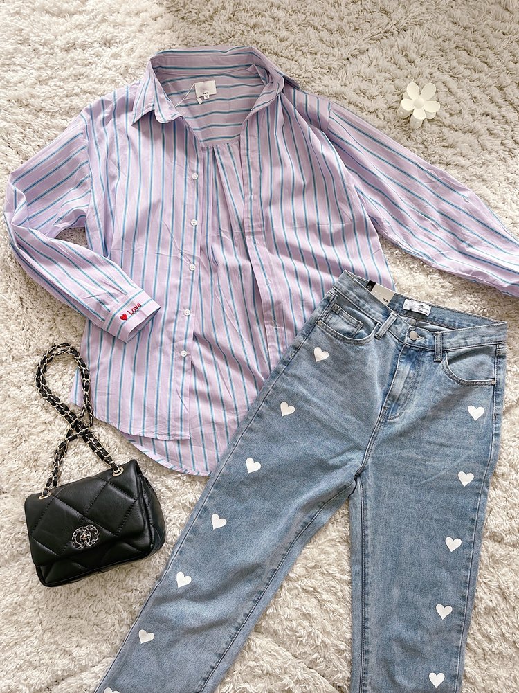 Love Striped Blouse / Pink & Blue