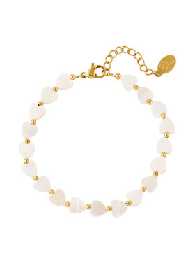 Pearl Shell Hearts Bracelet / Gold