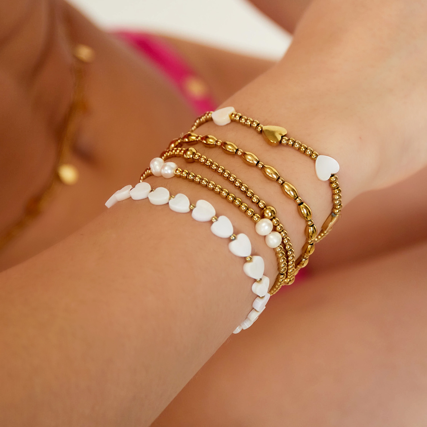 Gold Cowrie Oyster Shell Bracelet - Sparkle or Fade