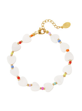 Pearl Shell Hearts Bracelet / Rainbow