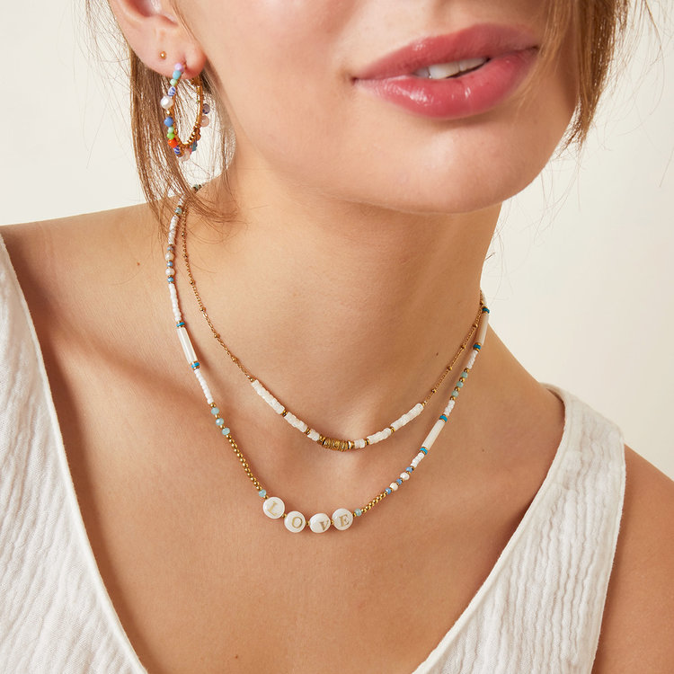 Love Letters Beads Necklace / White