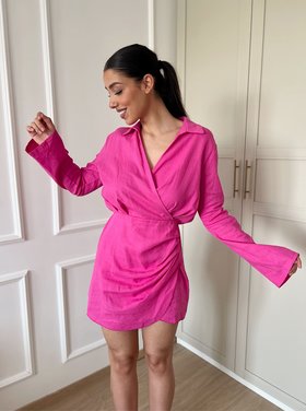 Chenoa Linen Dress / Fuchsia