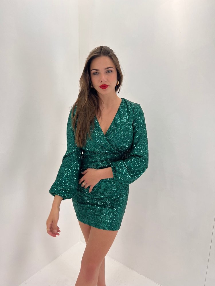Cassie Sequin Dress / Dark Green