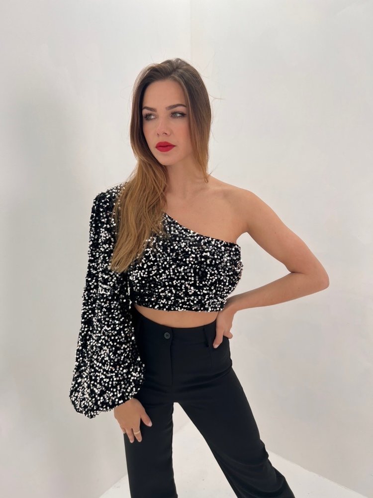 Juju Sequin Crop Top / Silver
