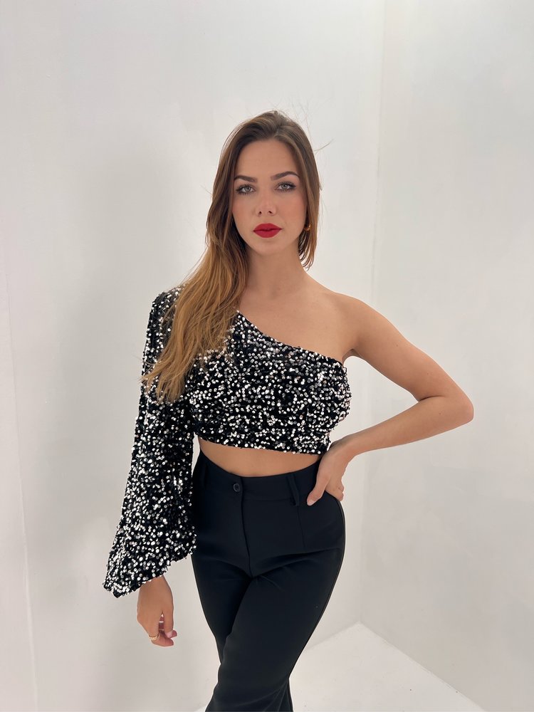 Juju Sequin Crop Top / Silver