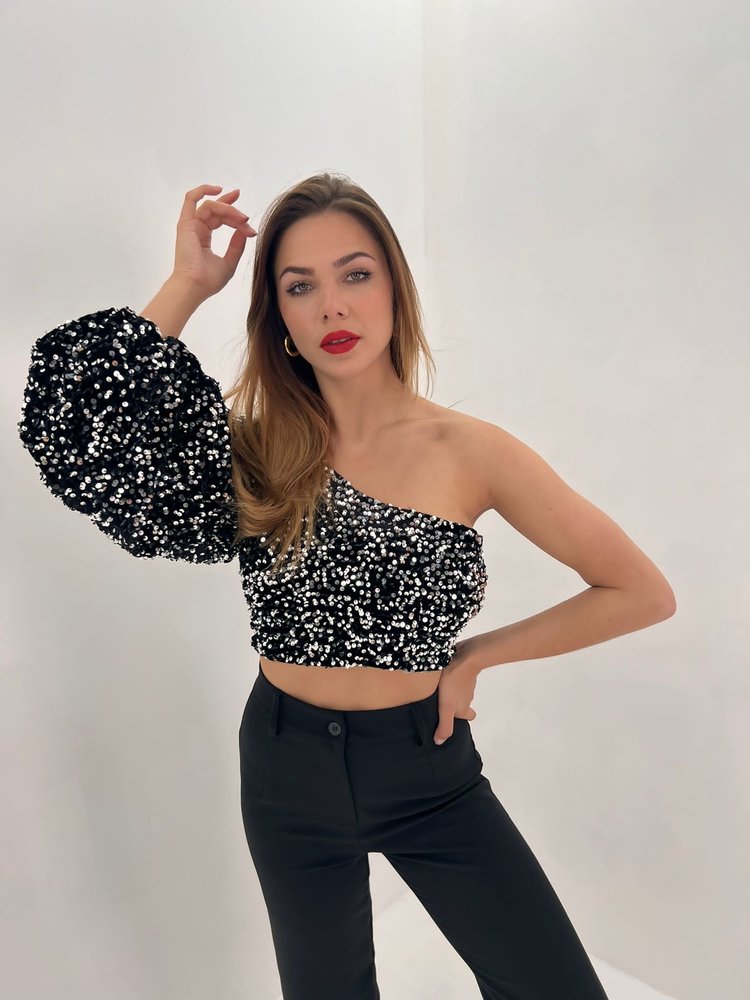 Juju Sequin Crop Top / Silver