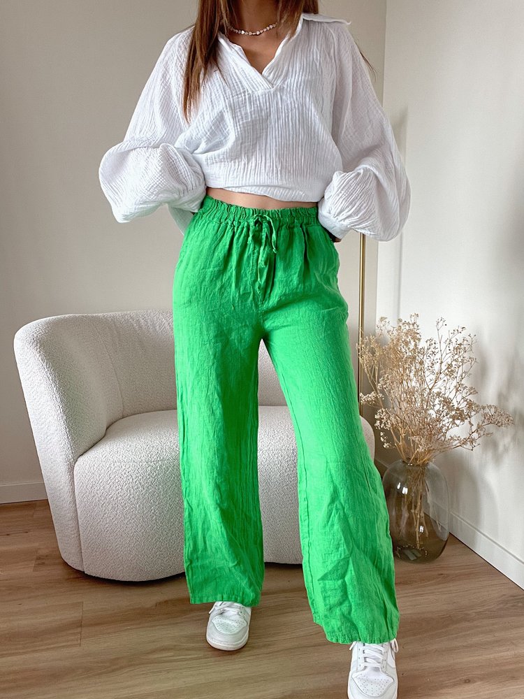 Pavella Linen Trousers / Bright Green