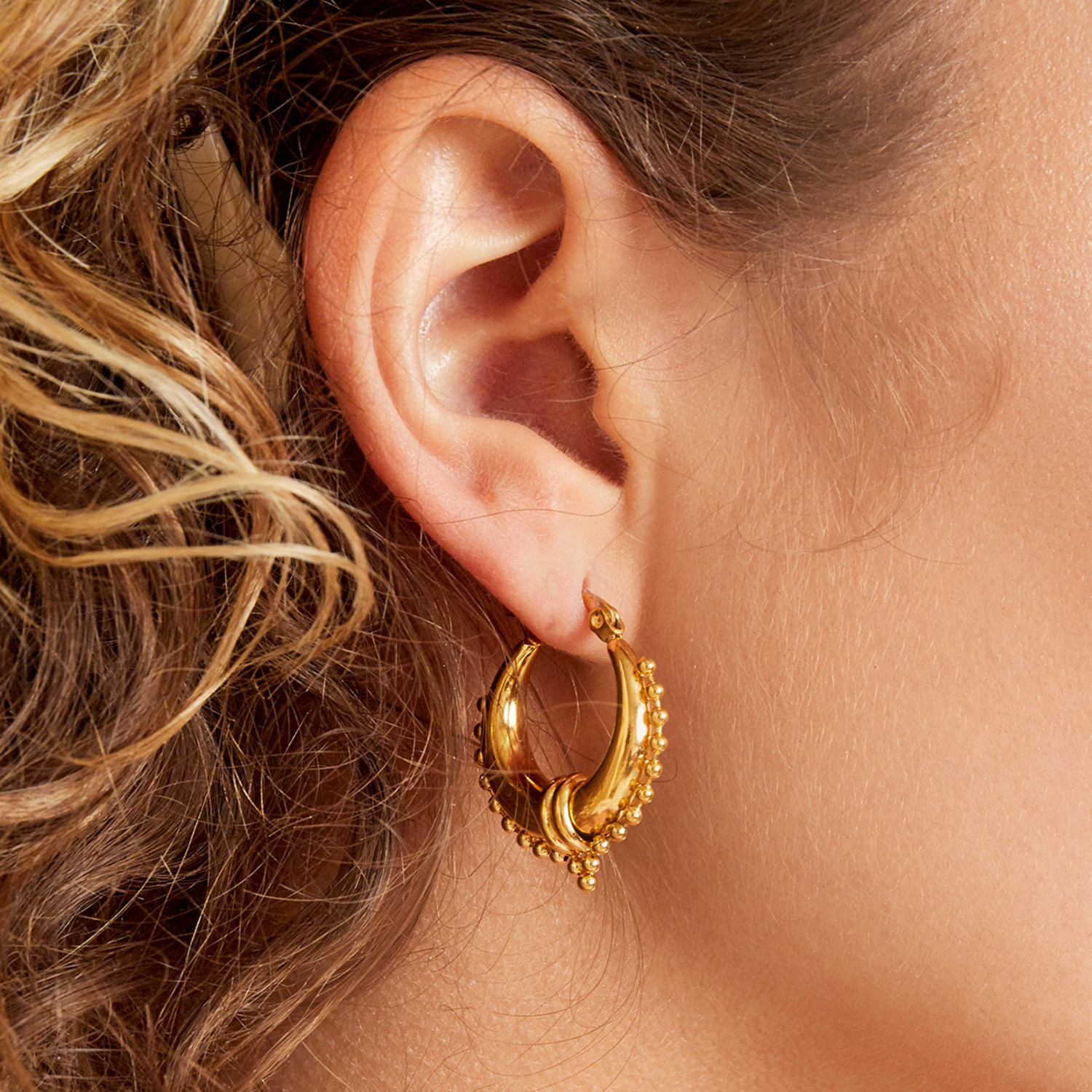 Buy New Model Hoop Earrings Gold Plated Ad Stone Daily Wear Bali Earrings  Design