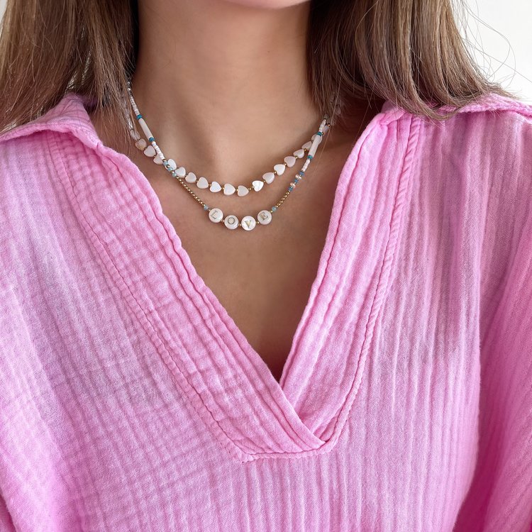 Love Letters Beads Necklace / White