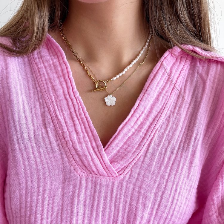 Pearl Large Flower Shell Necklace