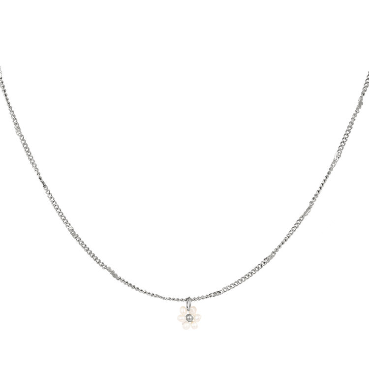 Silver Pearl Flower Necklace