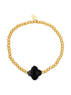 Gold Clover Beads Bracelet / Black