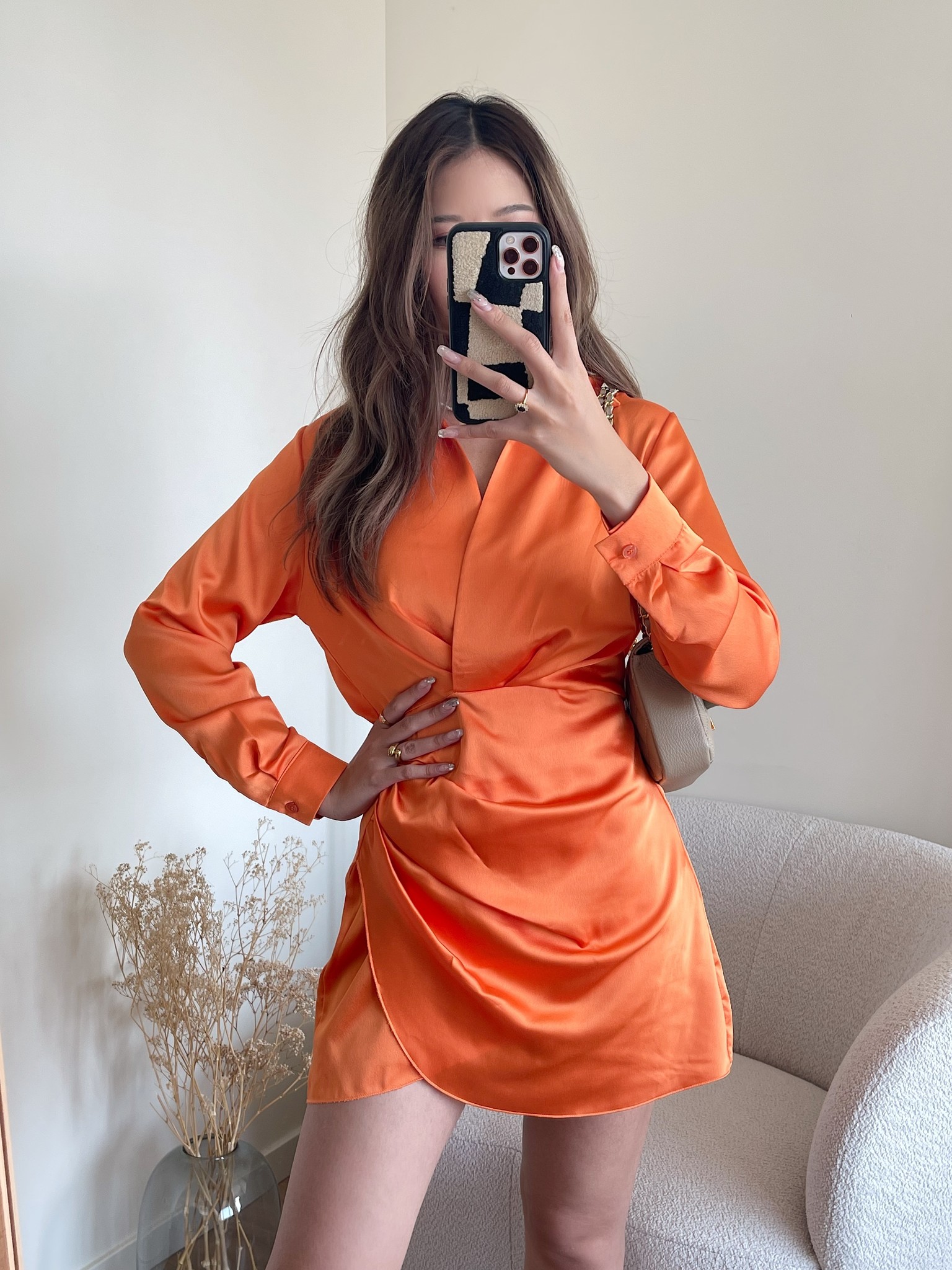Jenai Satin Dress / Orange - Hello My Love