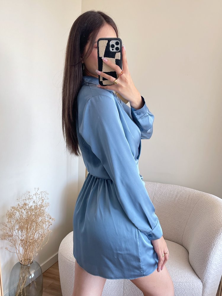 Jenai Satin Dress / Light Blue