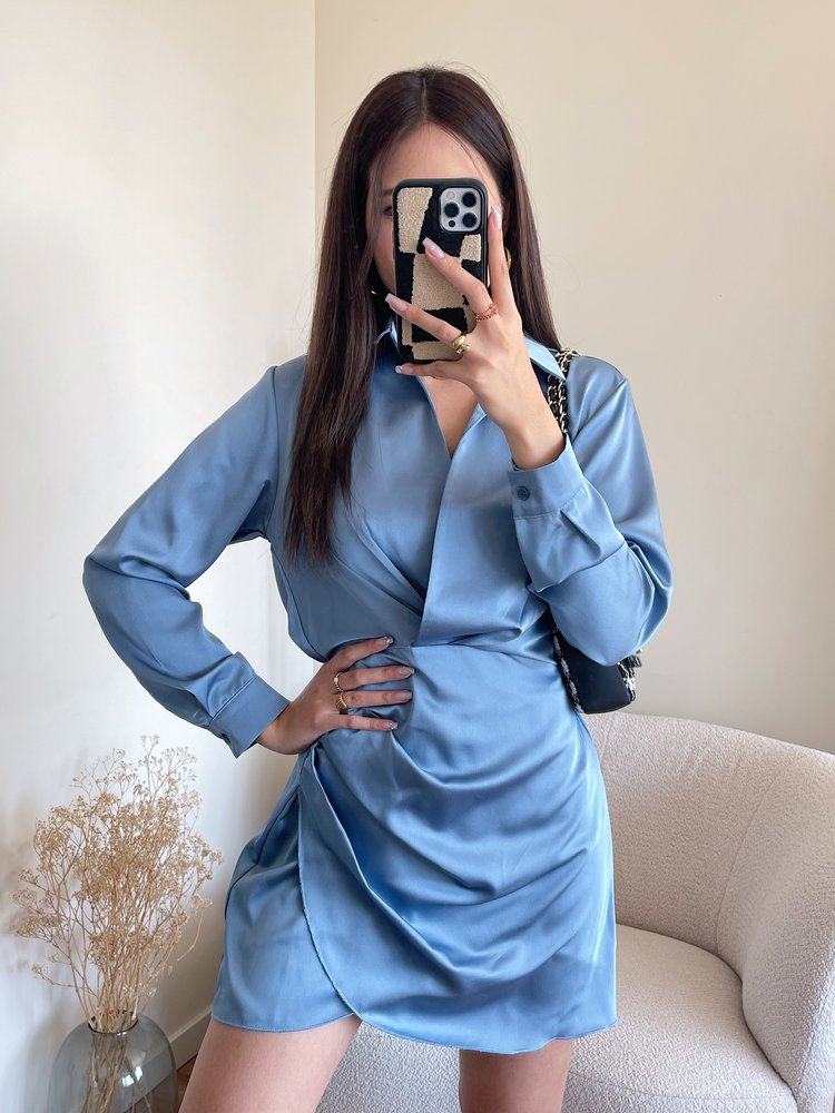 Jenai Satin Dress / Light Blue