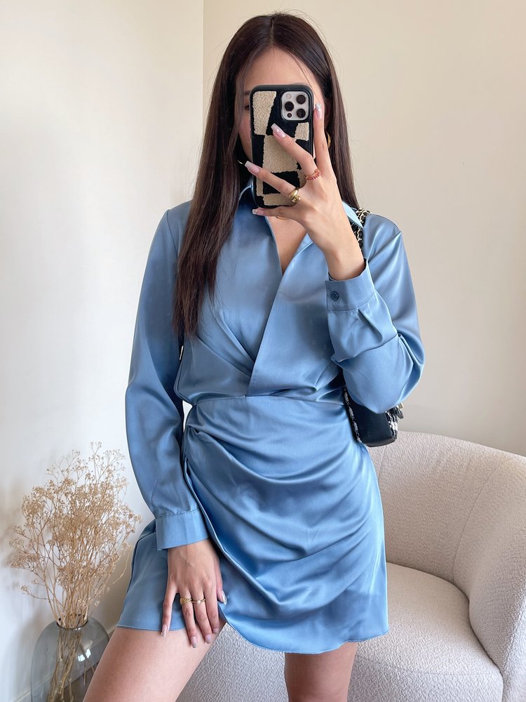 Jenai Satin Dress / Light Blue