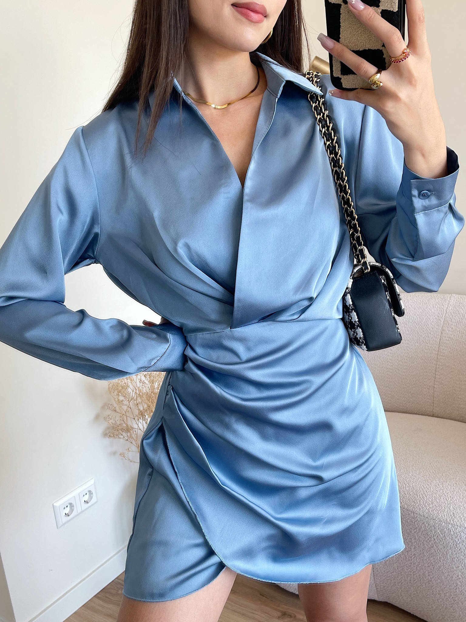 Jenai Satin Dress / Light Blue