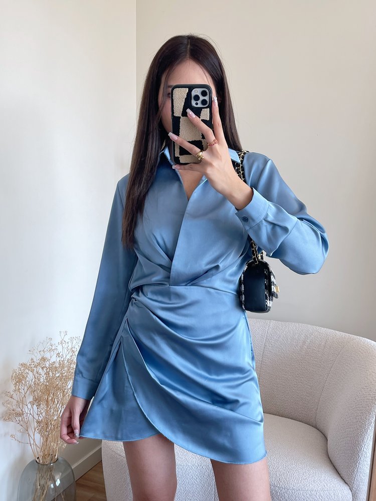 Jenai Satin Dress / Light Blue