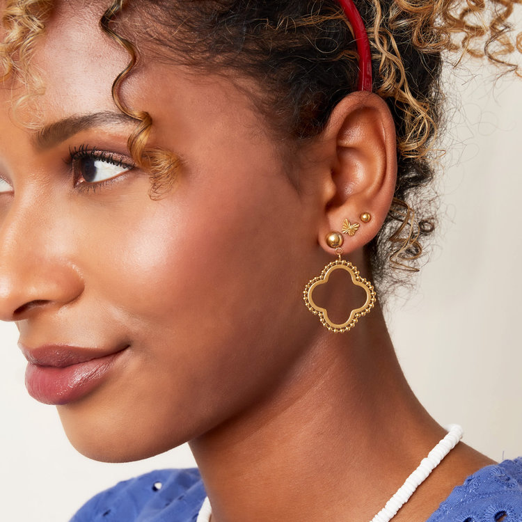 Gold Large Clover Dots Earrings