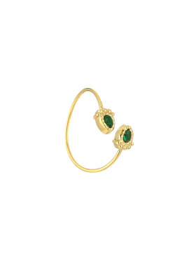 Gold Gemstone Wrap Ring / Green