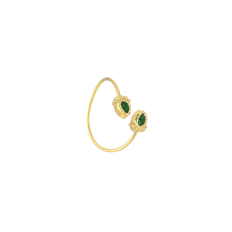 Gold Gemstone Wrap Ring / Green