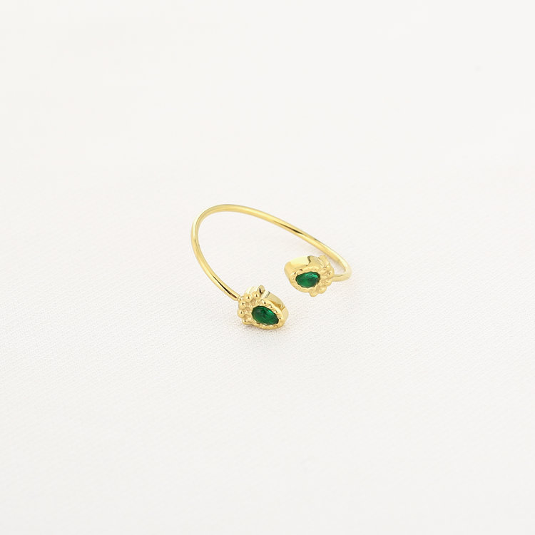 Gold Gemstone Wrap Ring / Green