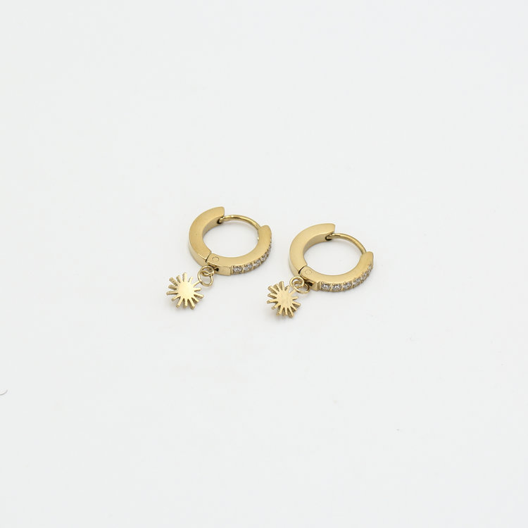 Gold Sparkle Sun Earrings
