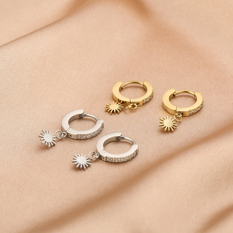 Gold Sparkle Sun Earrings