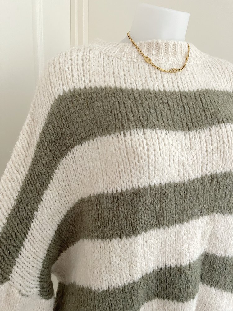 Lucia Oversized Striped Sweater / Army