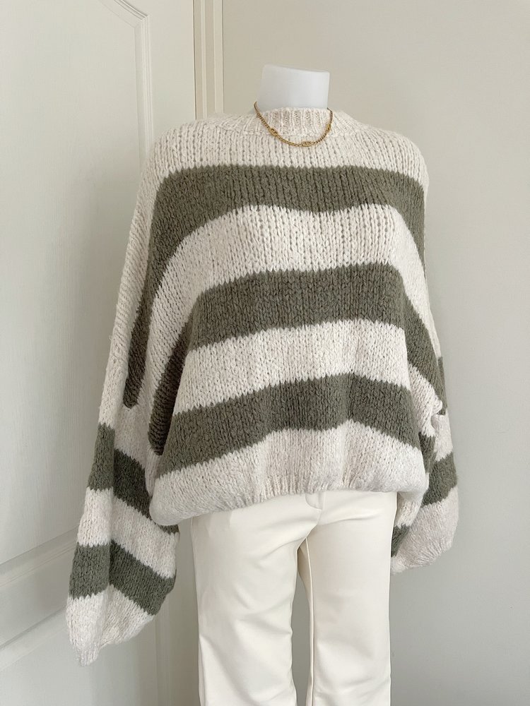 Lucia Oversized Striped Sweater / Army