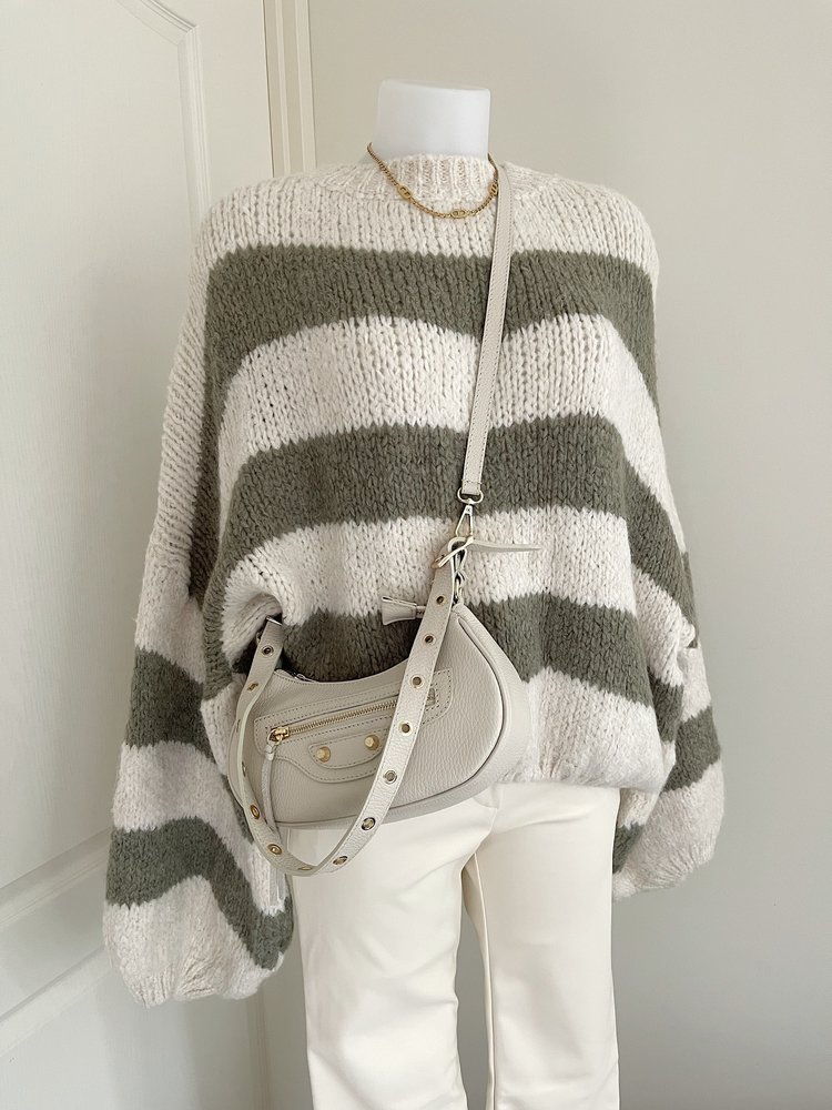 Lucia Oversized Striped Sweater / Army