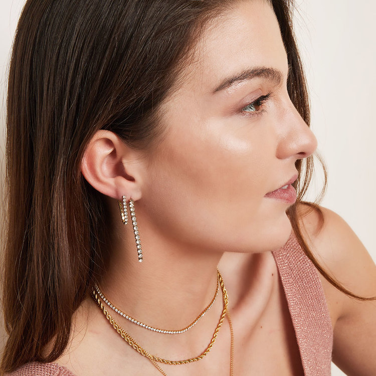 Silver Sparkle Chain Earrings