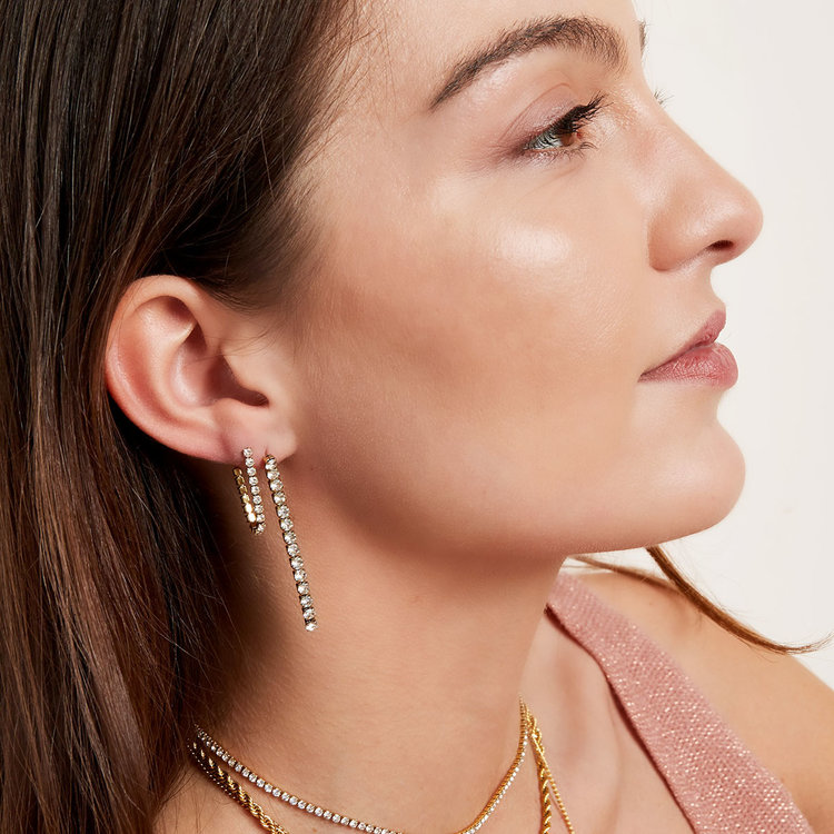 Silver Sparkle Chain Earrings