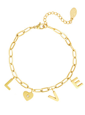 Gold Love Heart Chain Bracelet