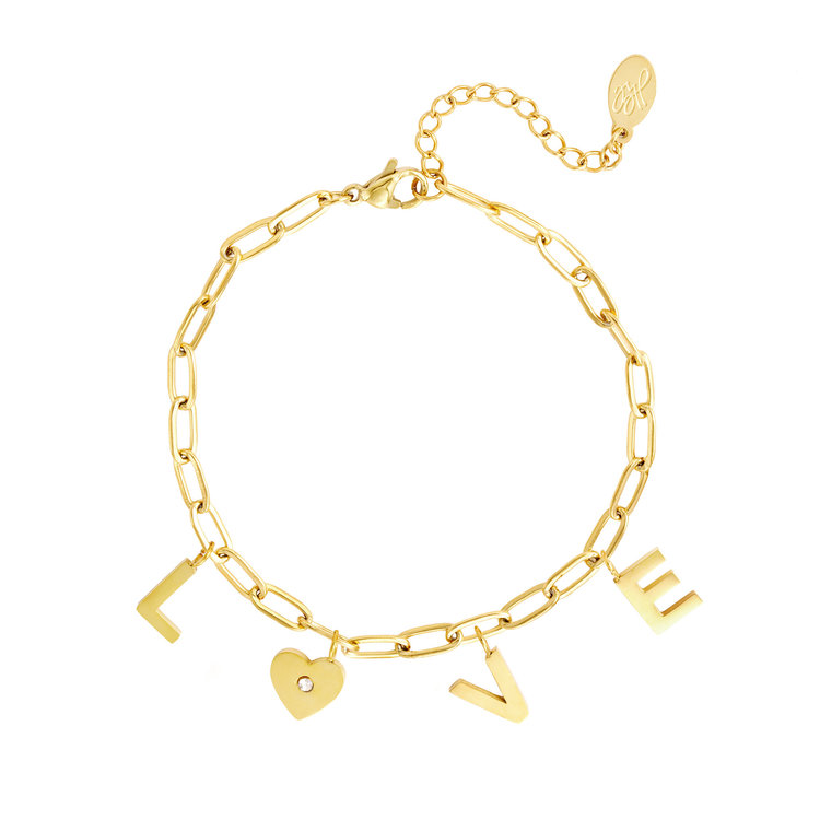 Gold Love Heart Chain Bracelet