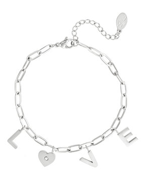 Silver Love Heart Chain Bracelet