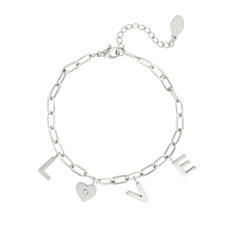 Silver Love Heart Chain Bracelet