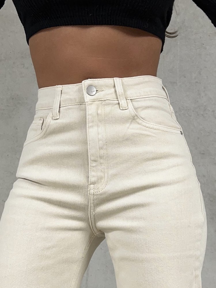 Kaila Wide Leg Jeans / Beige
