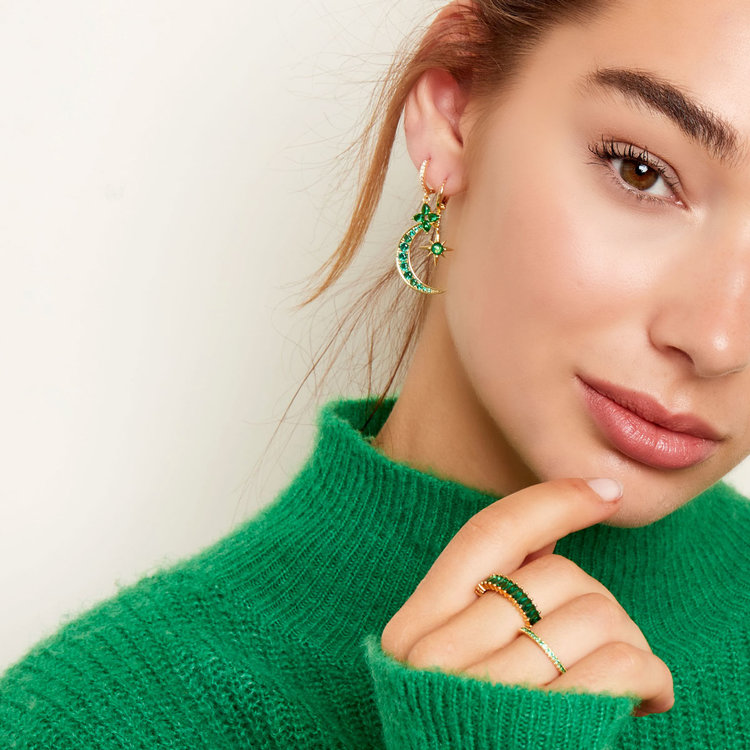 Gold Sparkling Clover Earrings / Fuchsia