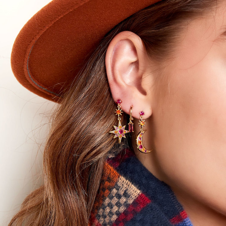 Gold Twinkle Stars Earrings / White