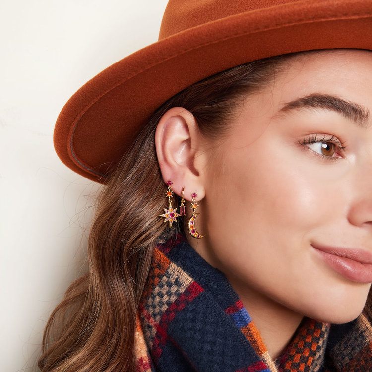 Silver Sparkly Moon & Star Earrings