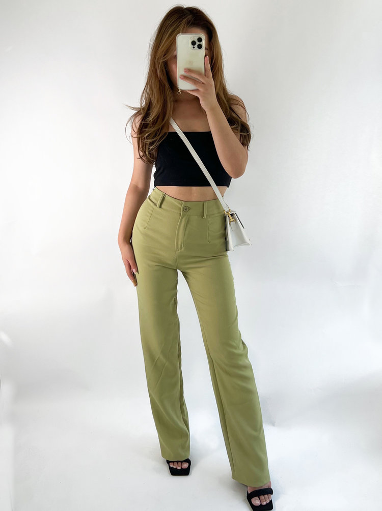 Onyx Wide Leg Trousers / Olive Green