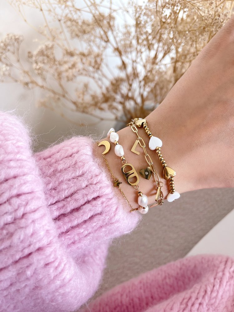 Gold Love Heart Chain Bracelet