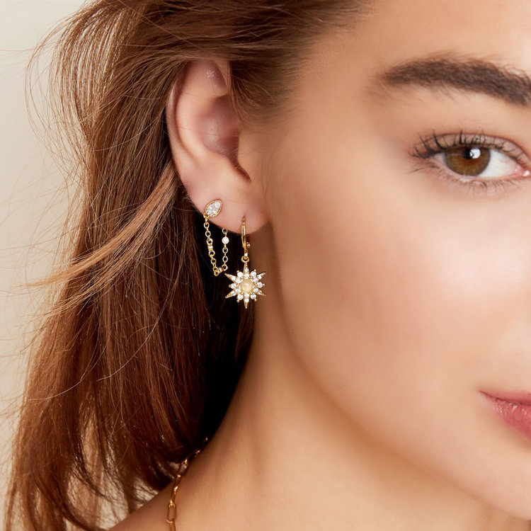 Gold Sparkle Drop Chain Earrings