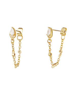 Gold Sparkle Drop Chain Earrings