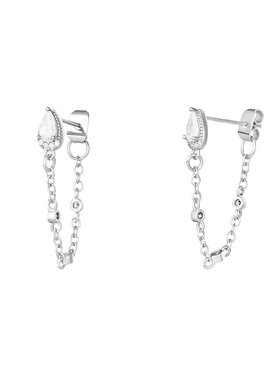 Silver Sparkle Drop Chain Earrings