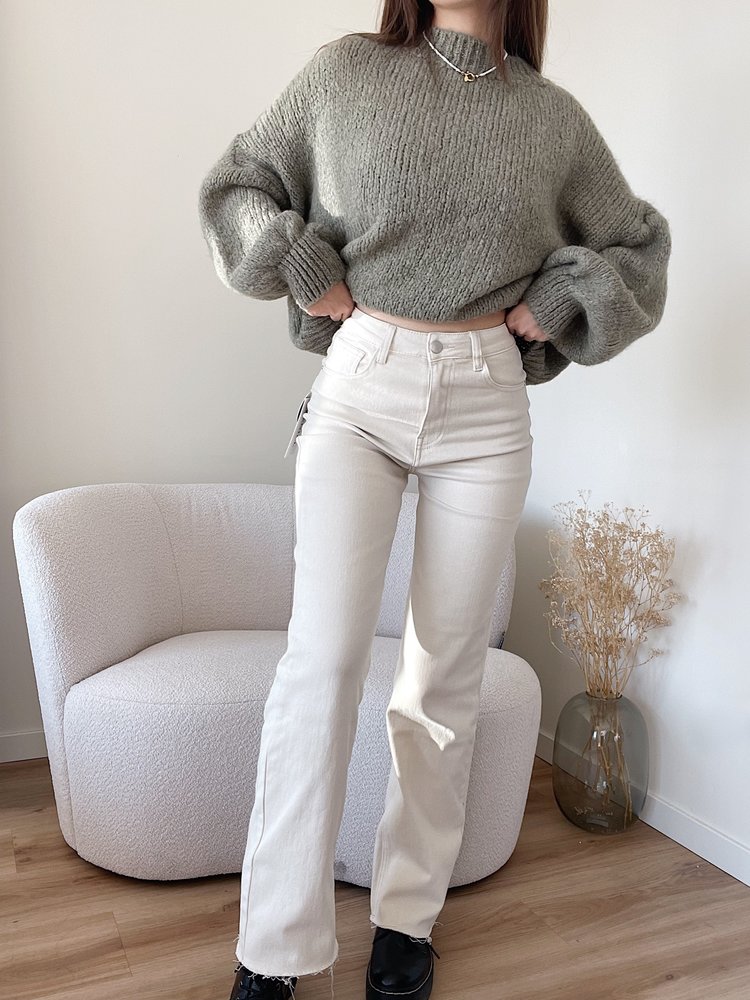Kaila Wide Leg Jeans / Beige