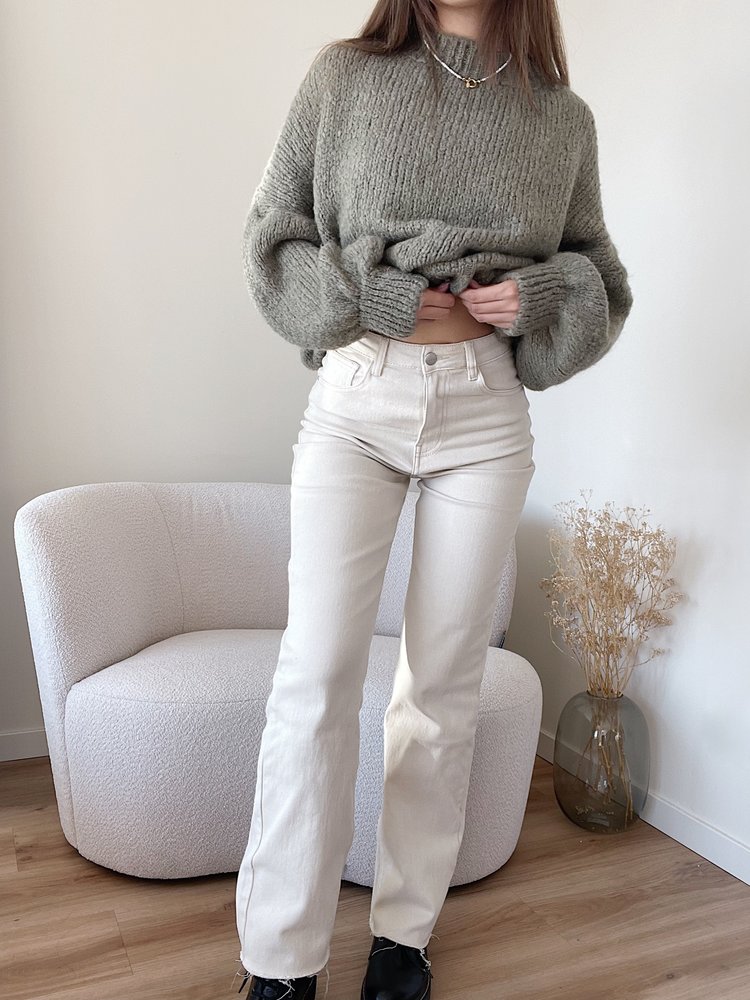 Kaila Wide Leg Jeans / Beige